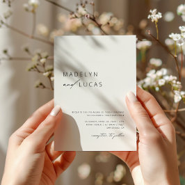 ミニマモダンリスト書道白黒結婚ズ 招待状