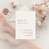 ミニマモダンリスト書道白黒結婚ズ 招待状