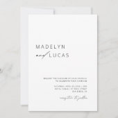 ミニマモダンリスト書道白黒結婚ズ 招待状 (正面)