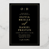 ミニマモダンリスト書道白黒結婚ズ 箔招待状 (正面)