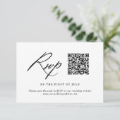ミニマモダンリスト書道結婚のQRコード 出欠カード (スタンド正面)