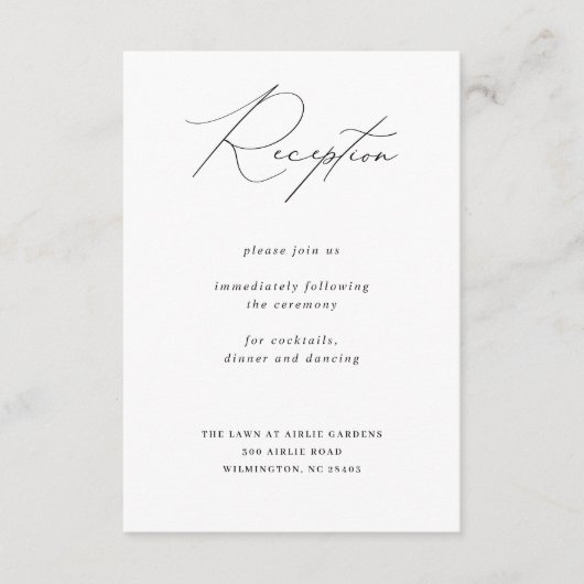 ミニマモダンリスト書道結婚式レセプション エンクロージャーカード (正面)