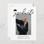 ミニマモダンリスト書道1枚の写真卒業 案内ポストカード (正面/裏面)