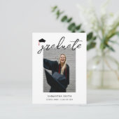 ミニマモダンリスト書道1枚の写真卒業 案内ポストカード (スタンド正面)