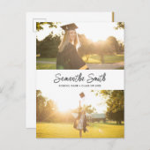 ミニマモダンリスト書道2写真卒業 案内ポストカード (正面/裏面)