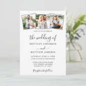 ミニマモダンリスト書道3写真結婚s 招待状 (スタンド正面)