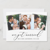 ミニマモダンリスト書道3枚結婚の写真 案内状 (正面)