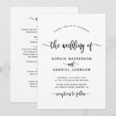 ミニマモダンリスト書道QRコー結婚ド 招待状 (正面/裏面)