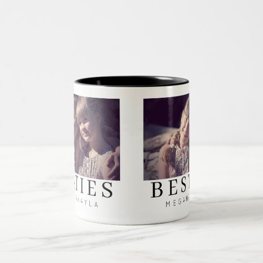 ミニマモダンリスト最高のシックフレンドBFF写真 ツートーンマグカップ (中央)