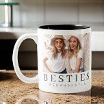 ミニマモダンリスト最高のシックフレンドBFF写真 ツートーンマグカップ<br><div class="desc">デザインは、おもしろいとよくはしゃぐsans serifおよびserifフォントを含むタイポグラフィで構成される。写真のカスタム追加</div>