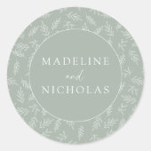 ミニマモダンリスト植物セージ緑結婚の ラウンドシール (正面)