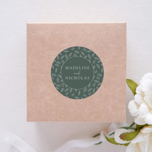 ミニマモダンリスト植物学ダーク結婚セージ ラウンドシール