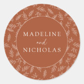 ミニマモダンリスト植物学テラコッタ結婚ズ ラウンドシール (正面)