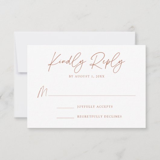 ミニマモダンリスト植物学テラコッタ結婚ズ 出欠カード (正面)