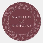 ミニマモダンリスト植物学ブルゴーニュ結婚ーズ ラウンドシール (正面)