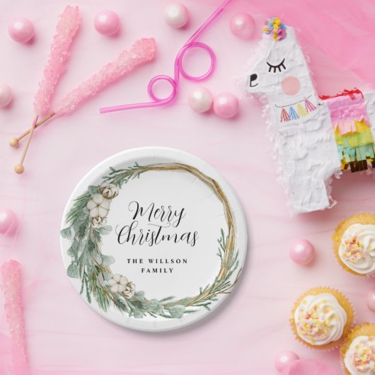 ミニマモダンリスト植物性クリスマス ペーパープレート (パーティー)