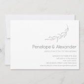 ミニマモダンリスト植物性結婚スケッチ 招待状 (正面)