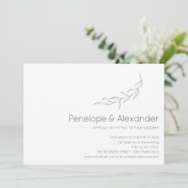 ミニマモダンリスト植物性結婚スケッチ 招待状