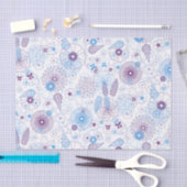 ミニマモダンリスト植物青と紫のパターン 薄葉紙 (クラフト)