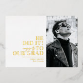 ミニマモダンリスト横向き3枚の写真卒業 箔招待状 (正面)