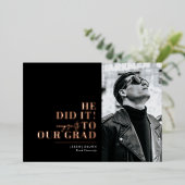 ミニマモダンリスト横向き3枚の写真卒業 箔招待状 (立ち正面)