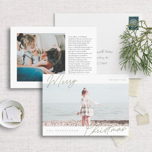 ミニマモダンリスト水平メリークリスマスフォト シーズンカード