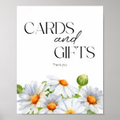 ミニマモダンリスト水色デイジーカードとギフト ポスター (正面)