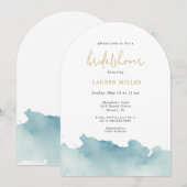 ミニマモダンリスト沿岸波ブライダルシャワー 招待状 (正面/裏面)