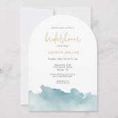 ミニマモダンリスト沿岸波ブライダルシャワー 招待状 (正面)