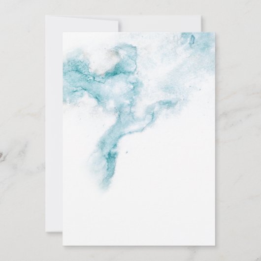 ミニマモダンリスト海ブルーウォーター結婚カラー 招待状 (裏面)