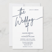 ミニマモダンリスト海軍とホワイト結婚ズ 招待状 (正面)