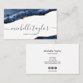 ミニマモダンリスト海軍のagate署名スクリプト 名刺 (正面/裏面)