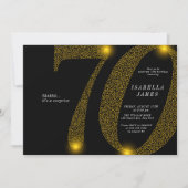 ミニマモダンリスト海軍金ゴールドグリッター70th誕生日 招待状 (正面)