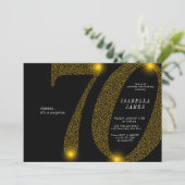 ミニマモダンリスト海軍金ゴールドグリッター70th誕生日 招待状 (スタンド正面)