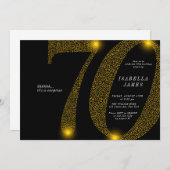 ミニマモダンリスト海軍金ゴールドグリッター70th誕生日 招待状 (正面/裏面)