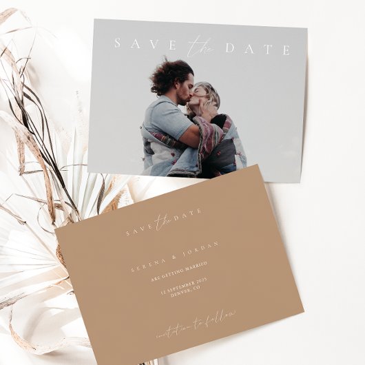 ミニマモダンリスト淡い色ののTaupe写真Save the Date