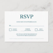 ミニマモダンリスト深いティール（緑がかった色）ウェディングRSVP エンクロージャーカード (正面)