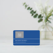 ミニマモダンリスト深いブルーカラー 名刺 (スタンド正面)