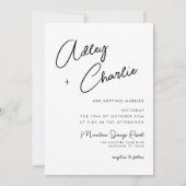 ミニマモダンリスト混合フォントビバマゼンタ結婚ーズ 招待状 (正面)