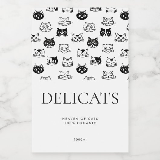 ミニマモダンリスト猫犬ペット製品白黒 フードラベル (シングルラベル)