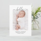 ミニマモダンリスト男の赤ちゃんフォトコラージュ誕生 案内状 (スタンド正面)