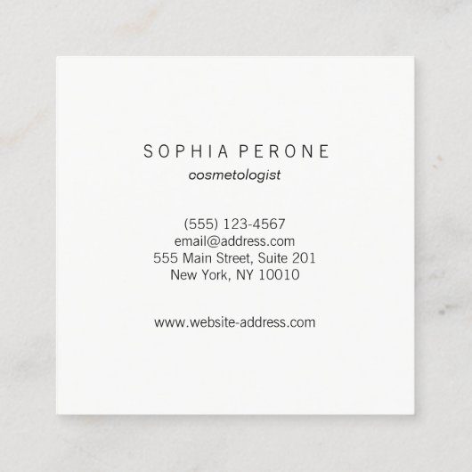 ミニマモダンリスト発光アイボリークリームスクエア スクエア名刺 (裏面)