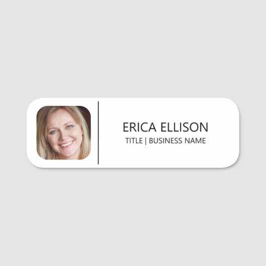 ミニマモダンリスト白カスタム色写真 名札 (正面)