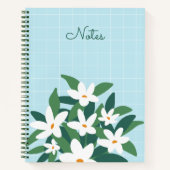 ミニマモダンリスト白ジャスミンフローラTodoリスト ノートブック (正面)