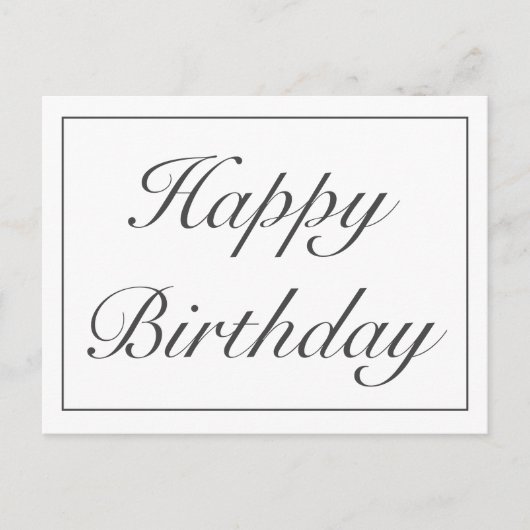 ミニマモダンリスト白ハッピーバースデー挨拶 案内ポストカード (正面)