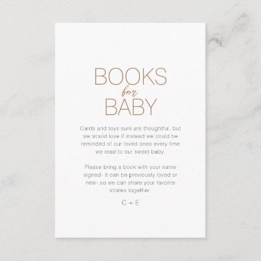 ミニマモダンリスト白ベビーシャワーベビー本 エンクロージャーカード (正面)