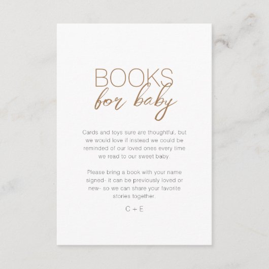 ミニマモダンリスト白ベビーシャワー予約リクエスト エンクロージャーカード (正面)