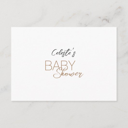 ミニマモダンリスト白ベビーシャワー予約リクエスト エンクロージャーカード (裏面)