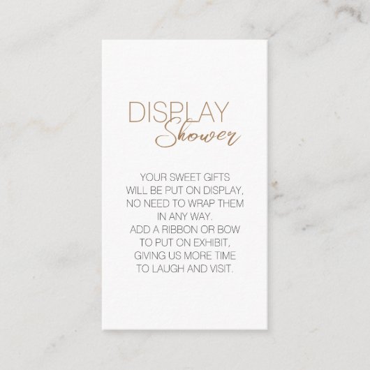 ミニマモダンリスト白ベビーシャワー表示シャワー エンクロージャーカード (正面)