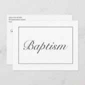 ミニマモダンリスト白ベビーバプテスマ 案内ポストカード (正面/裏面)